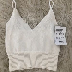 Brandy Melville Knit White Tank Top